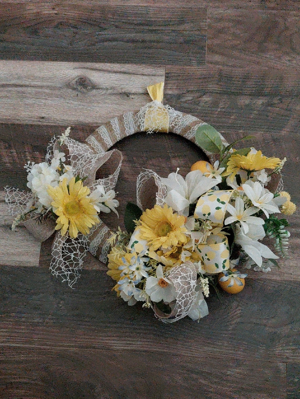 Yellow and White with Lemons Floral Spring/Summer Wreath - Picture 4 of 12